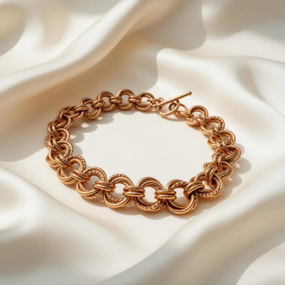 Handcrafted Copper Chainmaille Bracelet • Rosette Weave • Plus Size Options