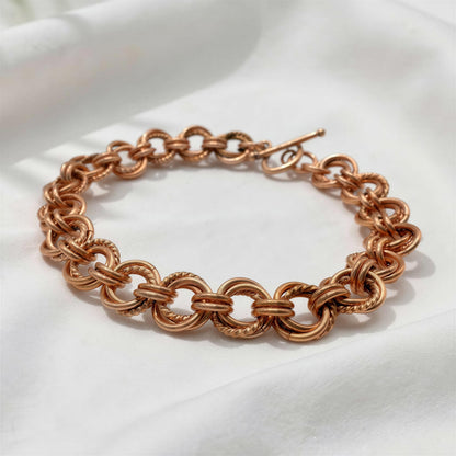 Handcrafted Copper Chainmaille Bracelet • Rosette Weave • Plus Size Options