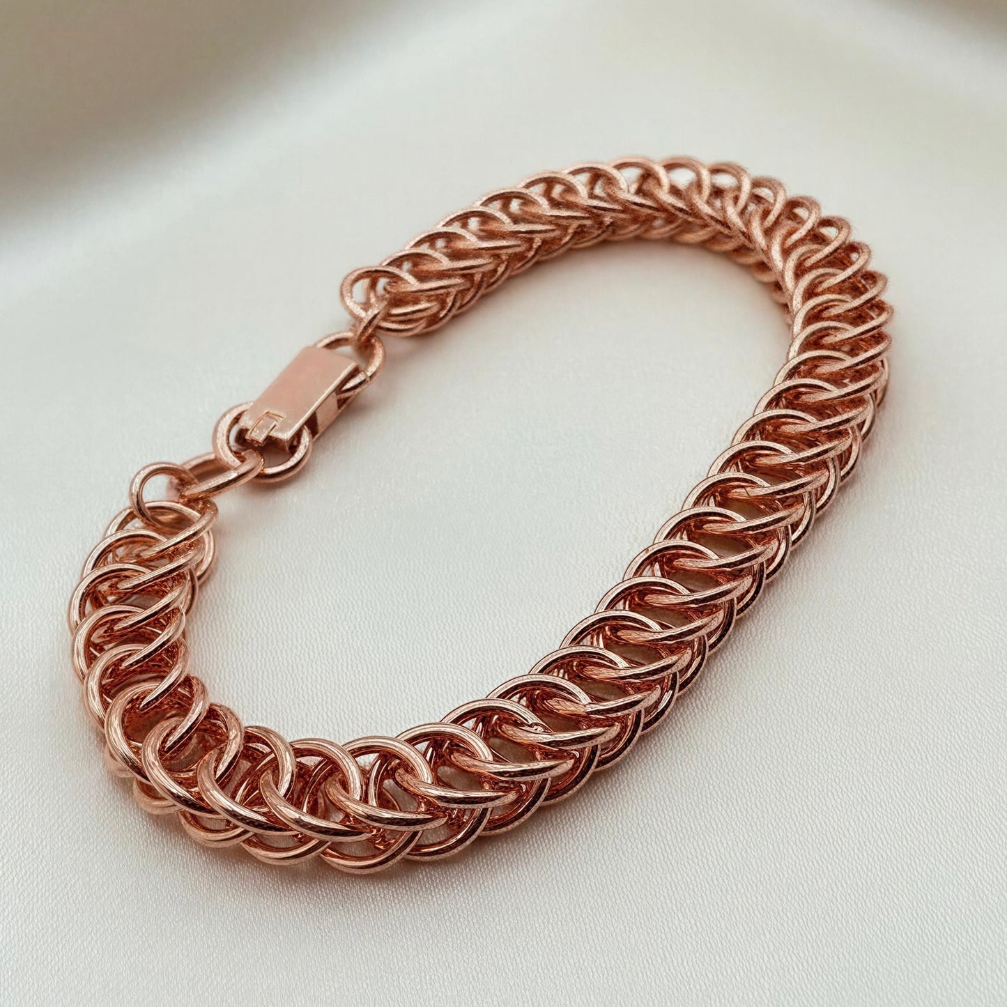 Pure Copper Bracelet • Persian 4-1 Chainmail • Handcrafted • Variety of Sizes