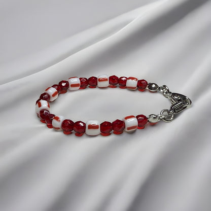 Vintage Red & White Porcelain‑Style Medical Alert Bracelet