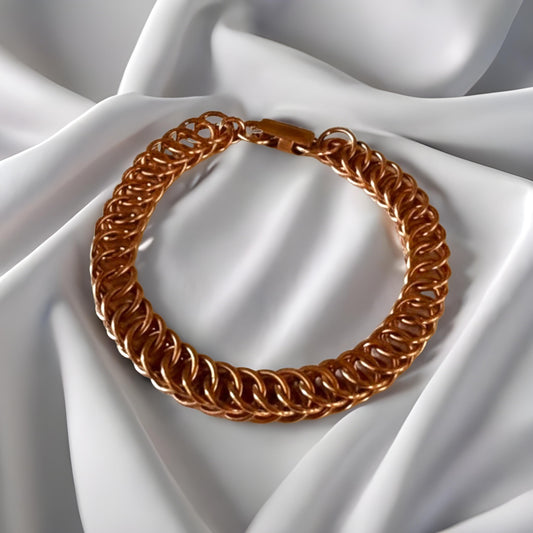 Pure Copper Bracelet • Persian 4-1 Chainmail • Handcrafted • Variety of Sizes