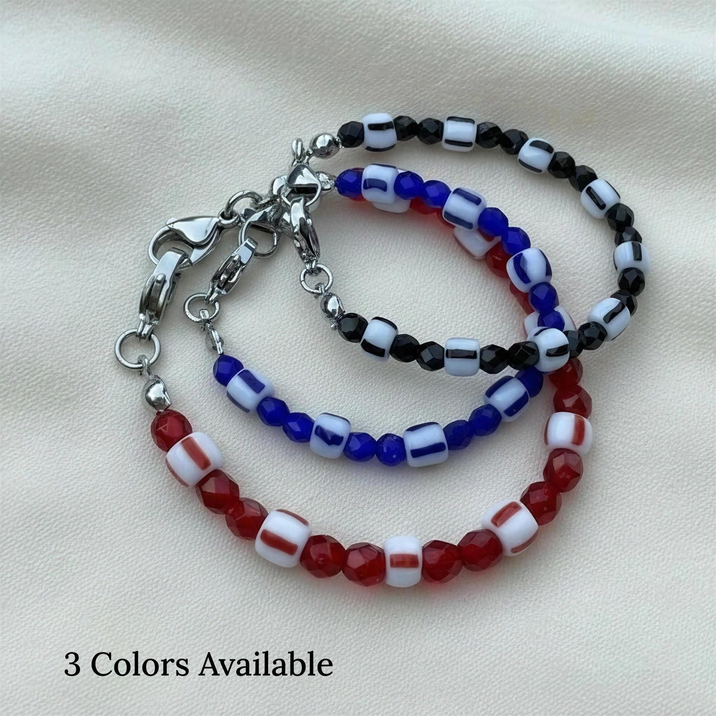 Vintage Red & White Porcelain‑Style Medical Alert Bracelet