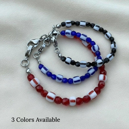 Vintage Red & White Porcelain‑Style Medical Alert Bracelet