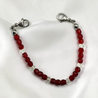Red & Clear Crystal Medical Alert Bracelet