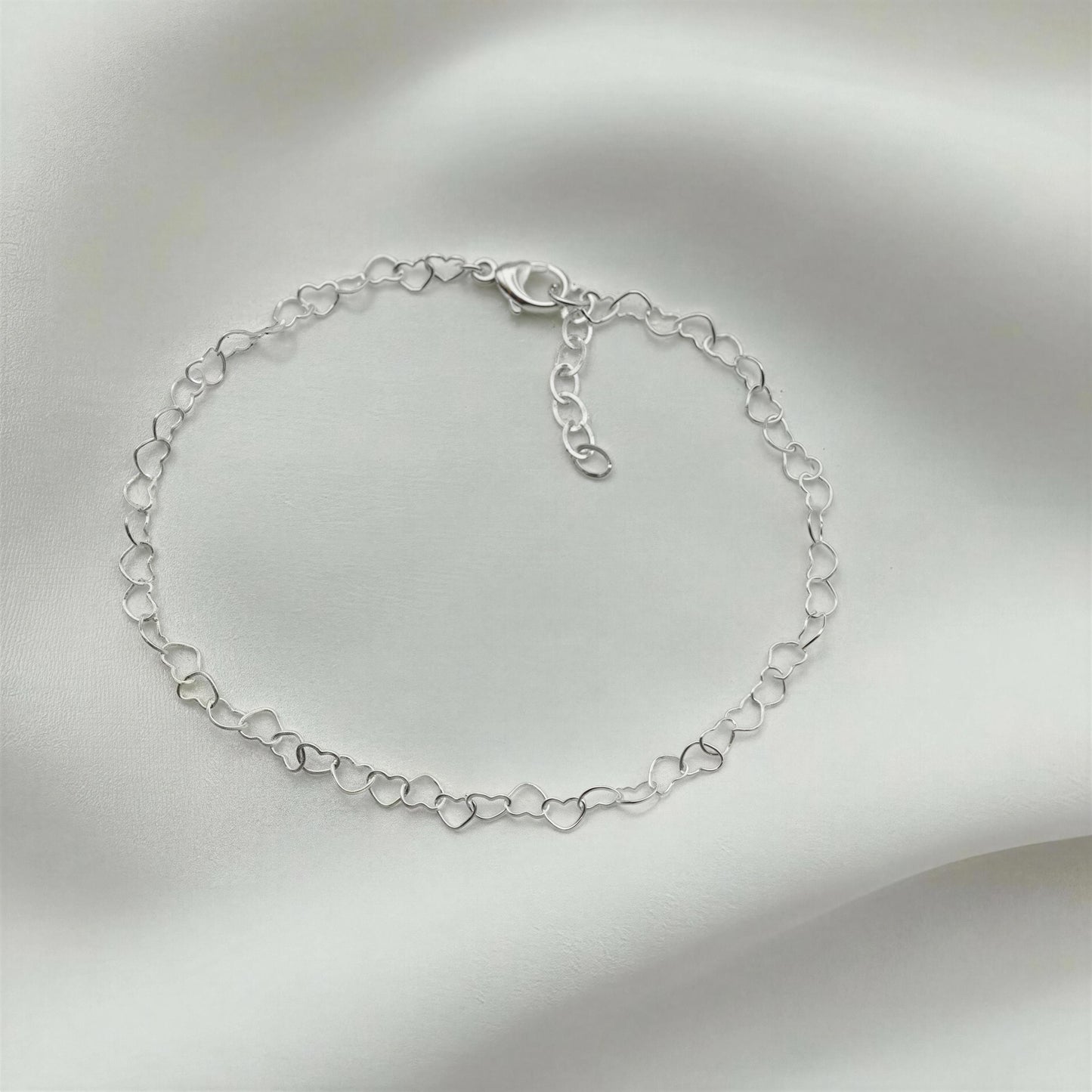 Sterling Silver Heart Chain Anklet