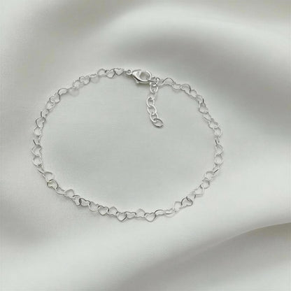 Sterling Silver Heart Chain Anklet