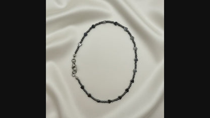 Polished Hematite Heart Ankle Bracelet • Summer Vacation Jewelry • Plus Size Available
