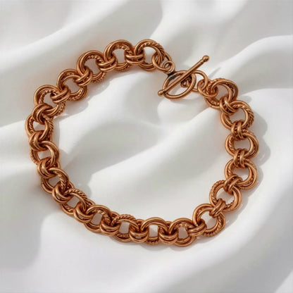 Handcrafted Copper Chainmaille Bracelet • Rosette Weave • Plus Size Options