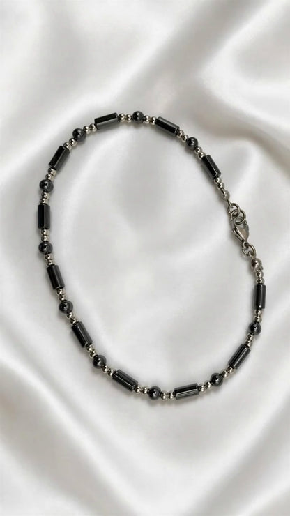 Polished Hematite • Stainless Steel Ankle Bracelet • Plus Size Available