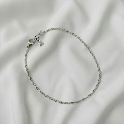 Sterling Silver Rope Chain Anklet 1.8mm