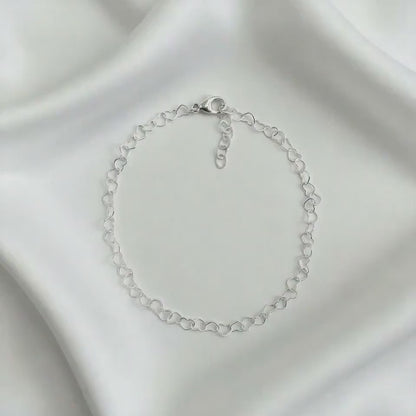 Sterling Silver Heart Chain Anklet