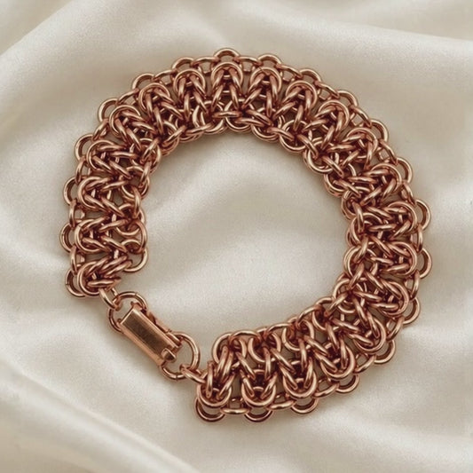 Copper Byzantine Ladder Bracelet – 5/8" Wide, 47g, Fold‑Over Clasp, 7.5" Length