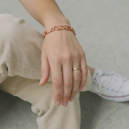 Pure Copper Hammered Scroll Bracelet • Vintage Style • Adjustable & Plus Sizes Available