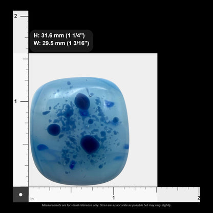 SunshineBeads blue dichroic glass cabochon with dark blue inclusions, flatback design for jewelry making.