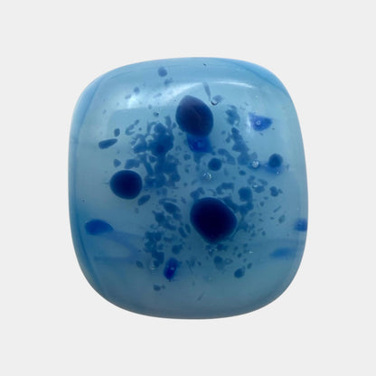 SunshineBeads handmade blue dichroic glass cabochon with a domed top and speckled pattern for artisan jewelry making